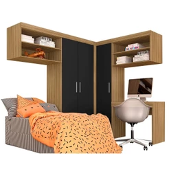 Guarda Roupa Modulado Com Escrivaninha Luzia Bor/pr - Móveis Arapongas