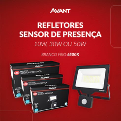 Refletor Led Com Sensor 10w 30w ou 50w 6500k 110v/220v Bivolt Ip66 Avant