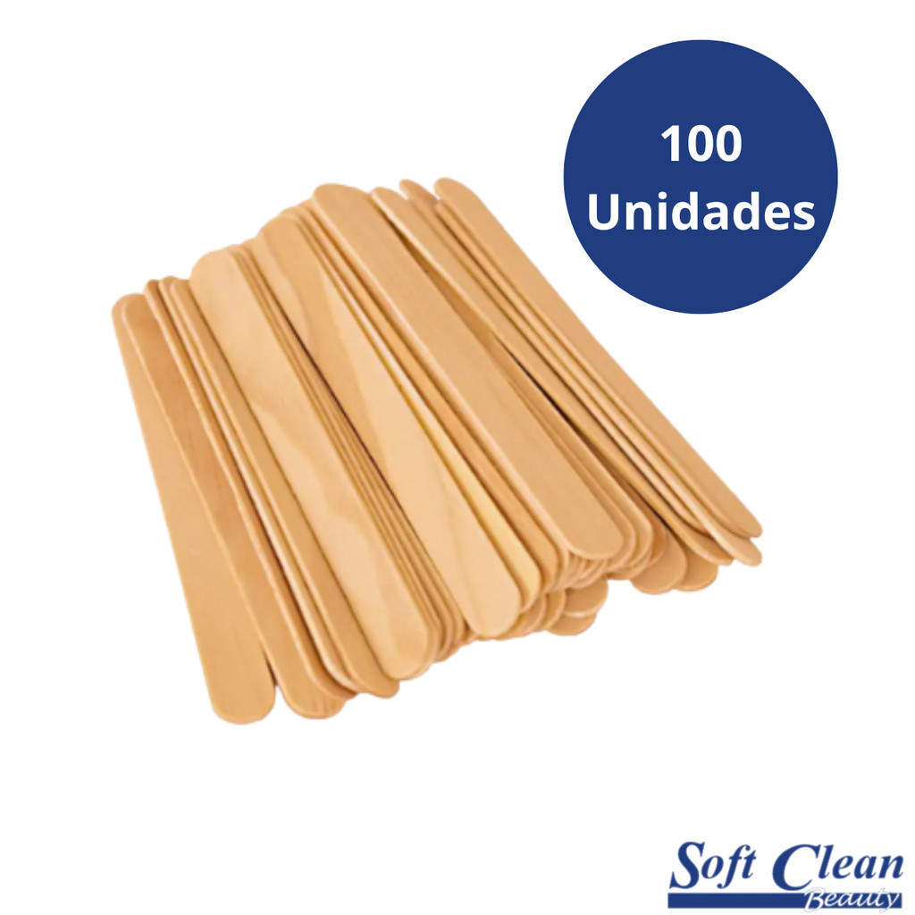 Palito para Depilação Soft Clean (Abaixador de Língua) 100 Uni Cod: 161 em Oferta na Shopee