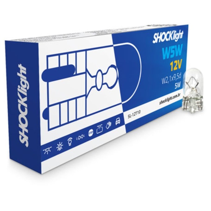 LÂMPADA PINGÃO T10 5W 12V W2,1X9,5D SHOCK LIGHT SL-12T10 em Oferta na Shopee