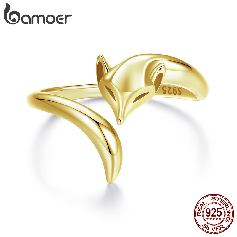 Bamoer 925 Sterling Sliver Anel Aberto Raposa Cor Dourada Moda Joias Presentes Para Mulheres em Oferta na Shopee