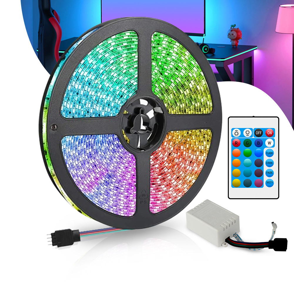 Fita Led Rgb 3528 Colorida 5m 12V Bivolt Ip65 à Prova d'Água Com e Sem Fonte Decoração Casa Teto em Oferta na Shopee