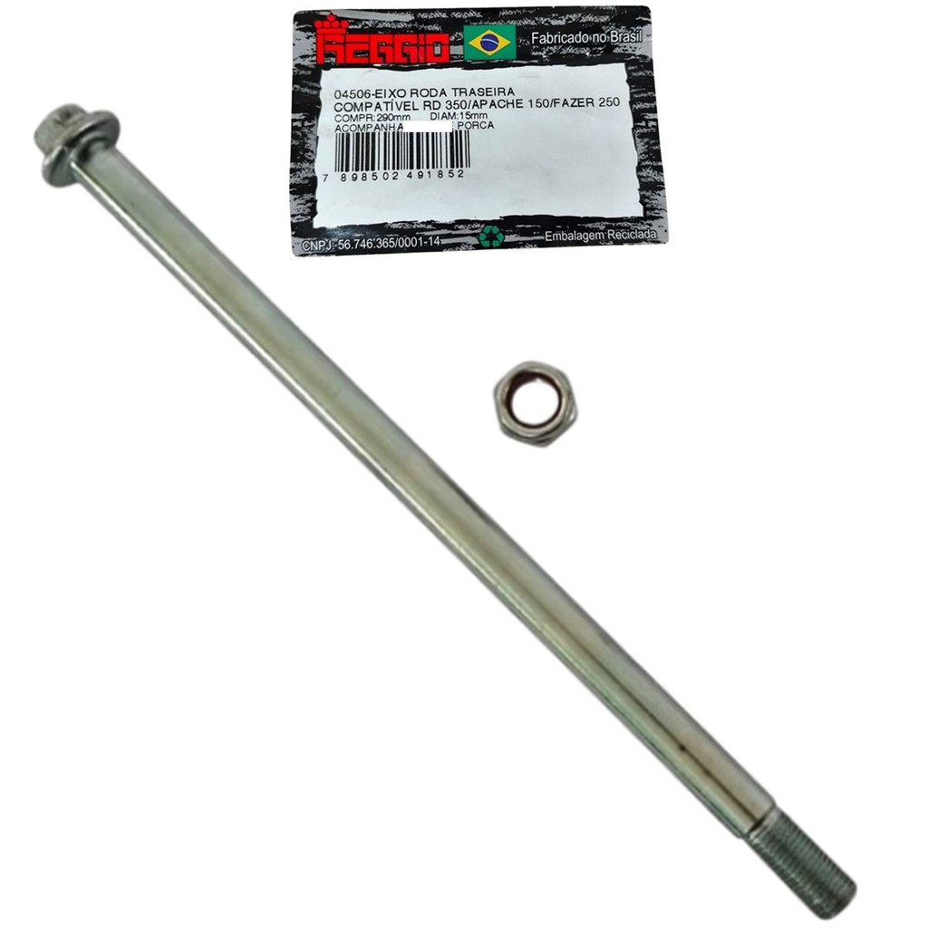 Eixo Roda Traseira Com Porca Fazer 250 06 à 17, Rd 350
