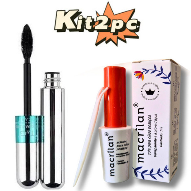 KIT Máscara para cílios a prova d'água T&G Tango RÍMEL + Cola para Cílios da Macrilan