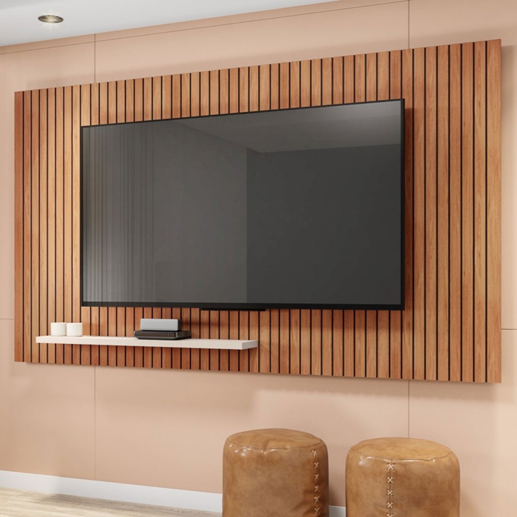 Painel para TV Até 70 Polegadas com Ripado Aegon Freijo/Off White - Caemmun em Oferta na Shopee