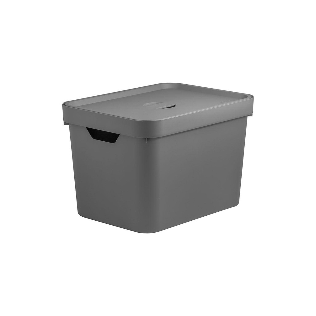 Caixa organizadora Ou 18L com tampa Linha Cube em Oferta na Shopee