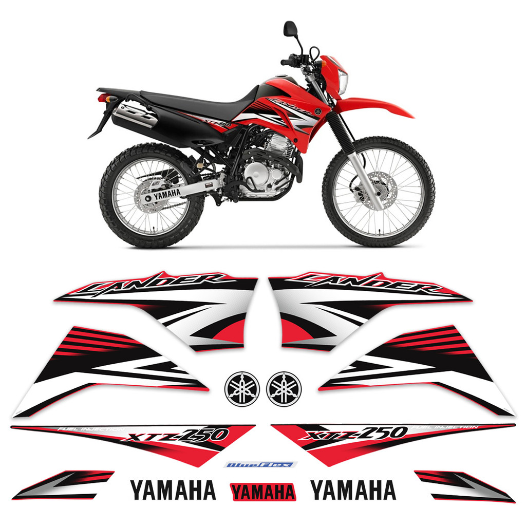 Adesivos Yamaha Lander Xtz 250 2011 Moto Vermelha + Emblemas