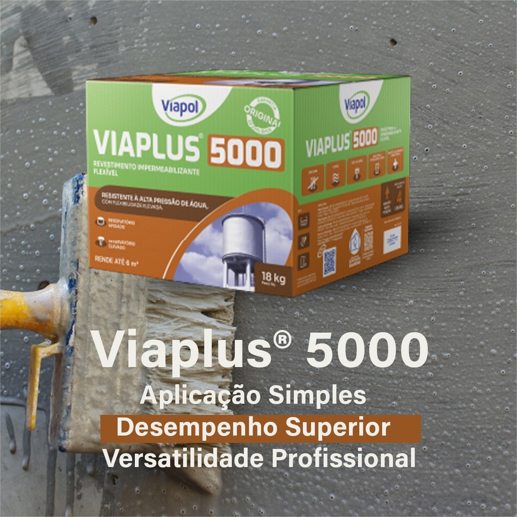 Impermeabilizante ViaPlus 5000 18Kg Alta Resistêntecia a Pressão da Água - Viapol
