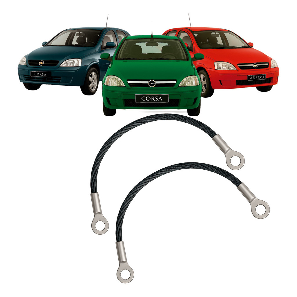 Par Cabo Aço Tampa Traseira Caçamba Pick Up Corsa