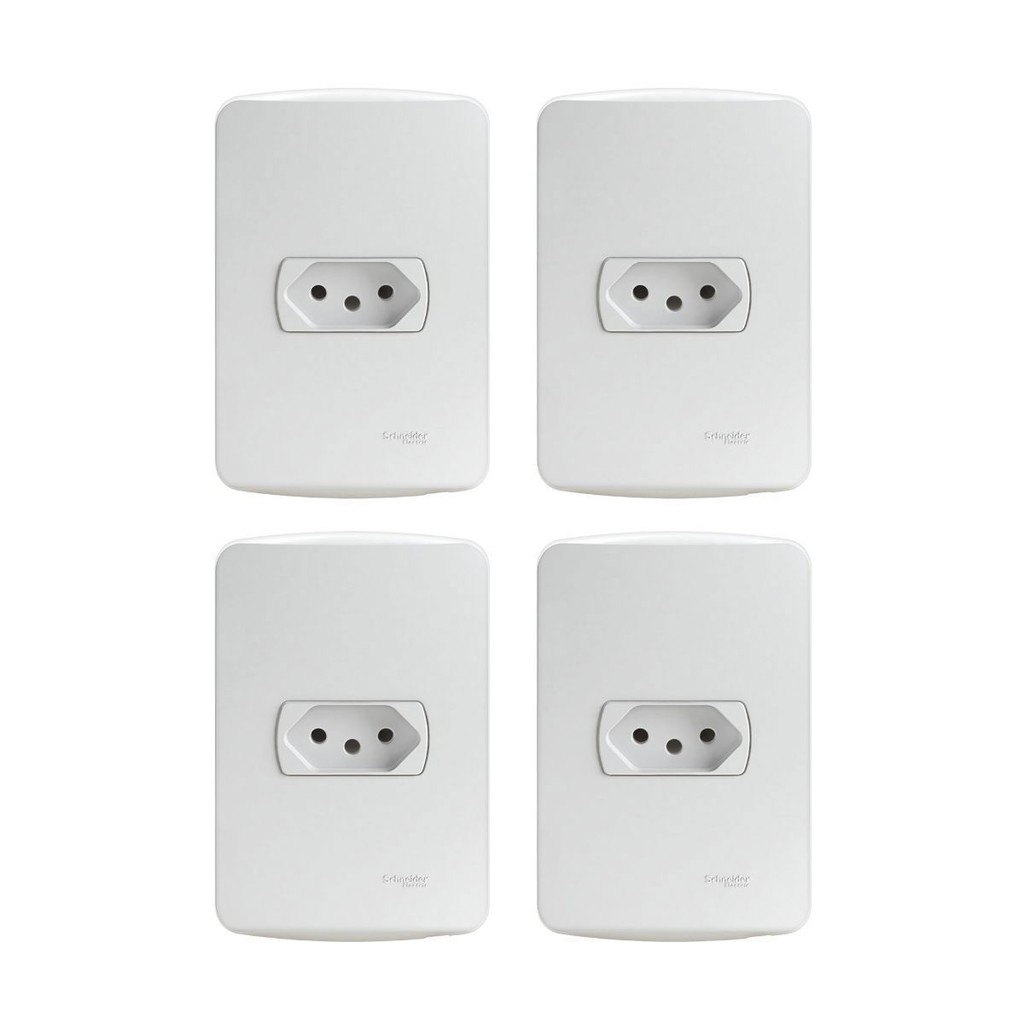 Kit 4 Conjuntos Tomada 2P+T 10A 250V Miluz - Schneider em Oferta na Shopee