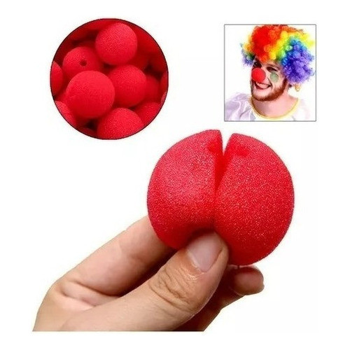 Kit Nariz De Palhaço Em Espuma 2 Unidades Cor Vermelho em Oferta na Shopee