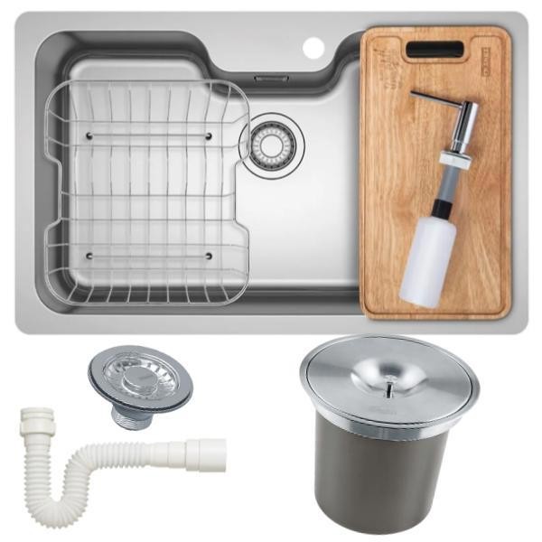 Cuba Inox Cozinha Gourmet Franke Alto Padrão 81x51 com Acessórios e Lixeira De Embutir 5L Pia Grande