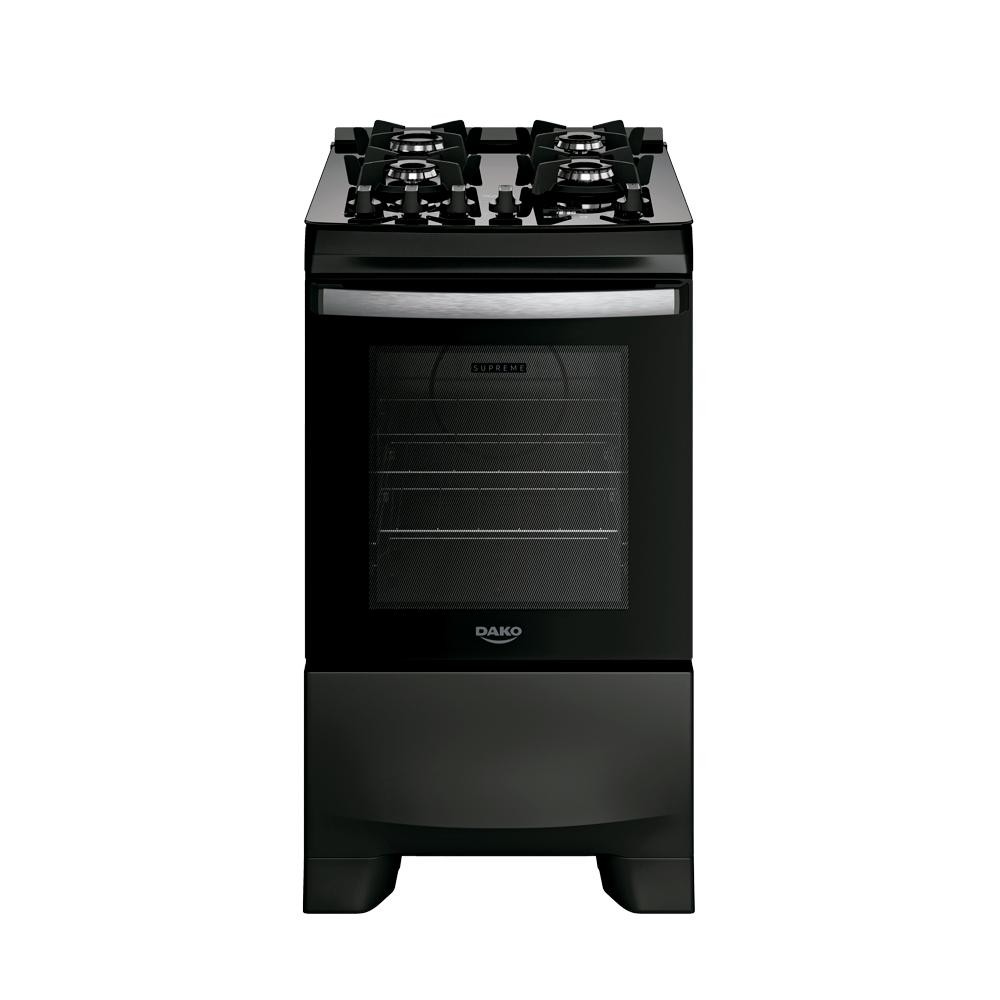 Fogão 4 Bocas Dako Supreme Black Glass com Timer Digital e Mesa de Vidro Preto Bivolt - Home Appliances