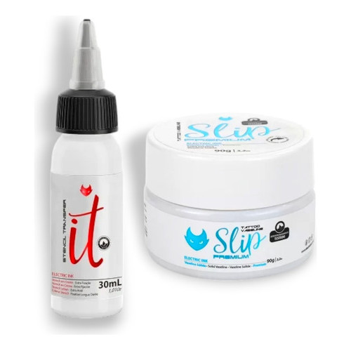 Kit Tattoo Profissional: Vaselina Slip Premium 90g + Transfer It 30ml – Electric Ink Original