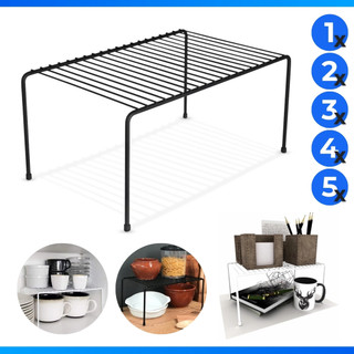 Kit 5, 4, 3 ,2 ou 1 Organizador Aramado 32cm de Armário Preto Branco Prateleira Suporte Aço Gaveta