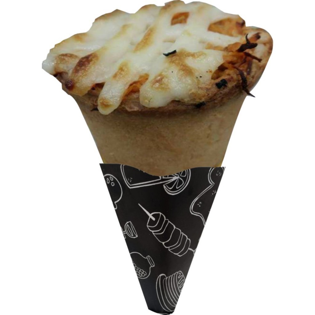 100 Embalagem Suporte Mão Para Pizza Cone (preto)
