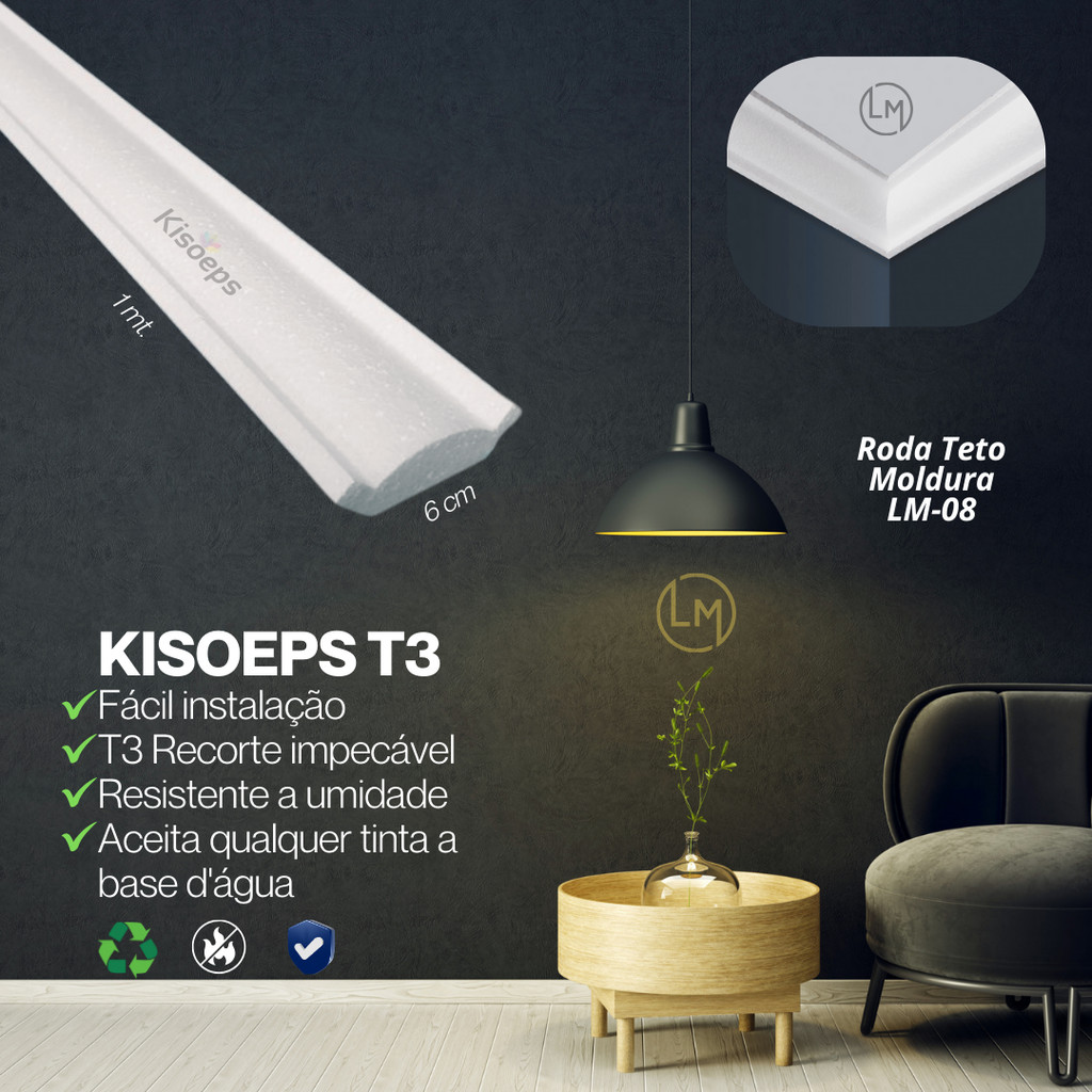 Moldura roda teto Isopor Eps classica kit 10 a 40mt LM08