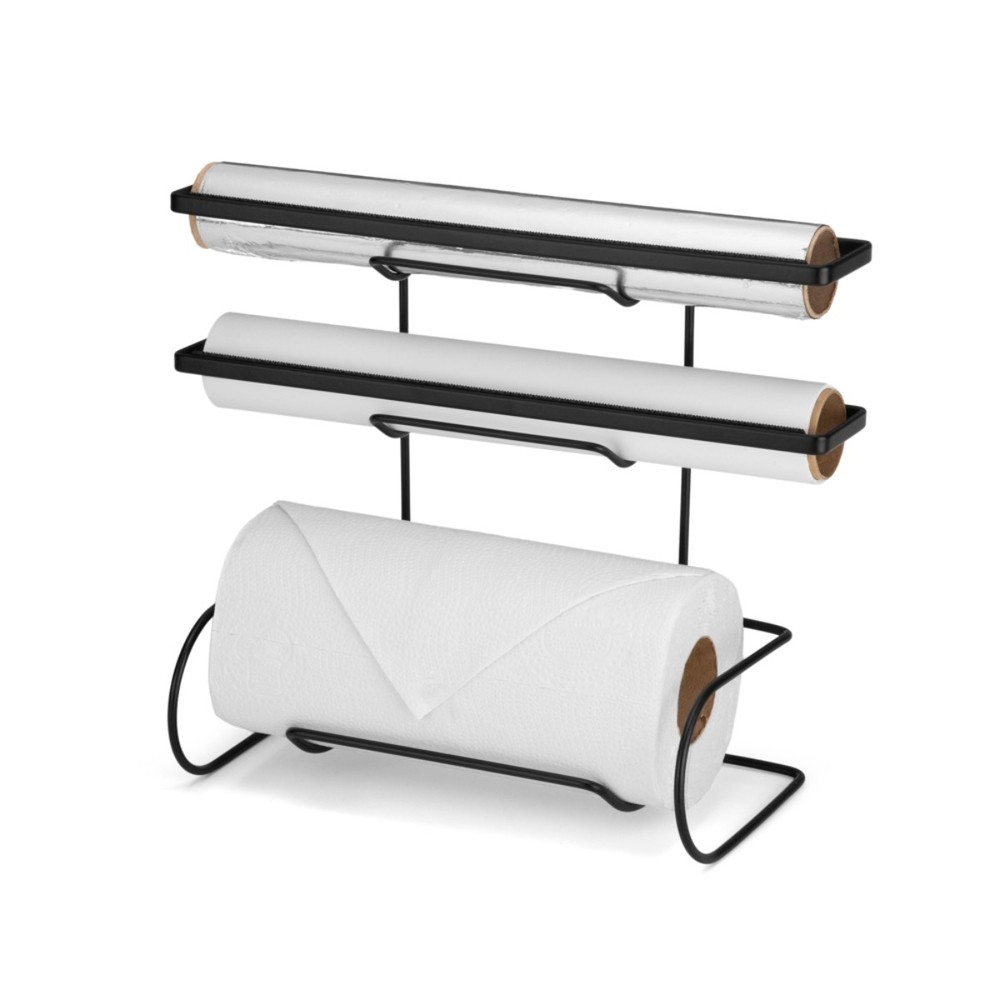 Suporte Porta 3 Rolos Papel Toalha Alumínio Filme com Serrilhado Parede Cozinha Cook Home Arthi