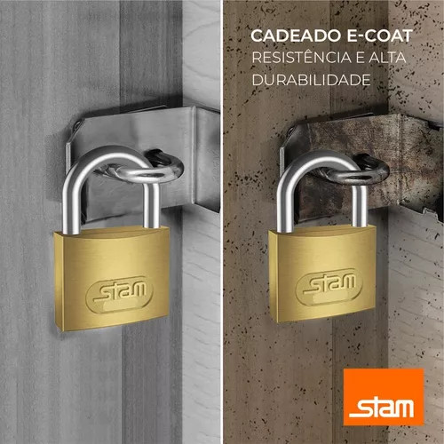 Cadeado segurança Stam Cadeado Satm Original Zamac Latonado 25mm - 45mm - Stam K