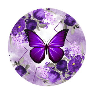 Lindo Painel Festa Infantil Redondo Borboleta Roxa, Flores Lilás Aquarela Folhas Cinza + Arco, Suporte incluso. Fazemos em Oferta na Shopee