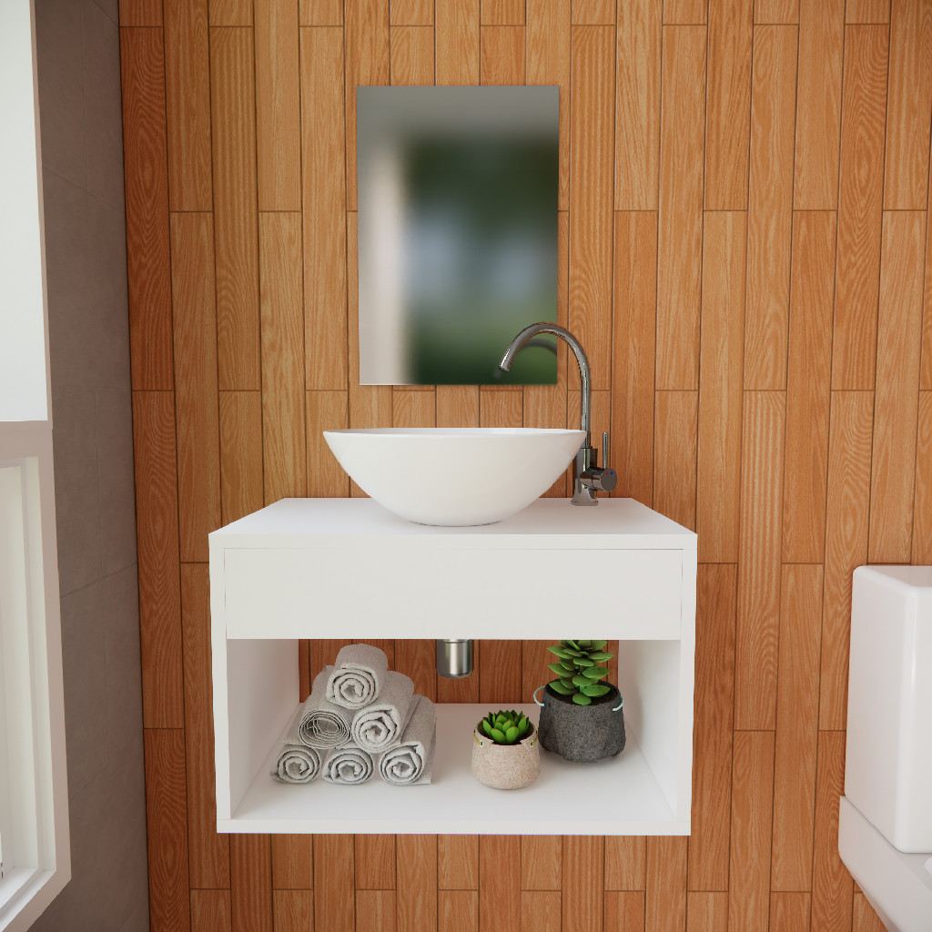 Gabinete de Banheiro 50cm com Cuba Lavabo Armário Suspenso