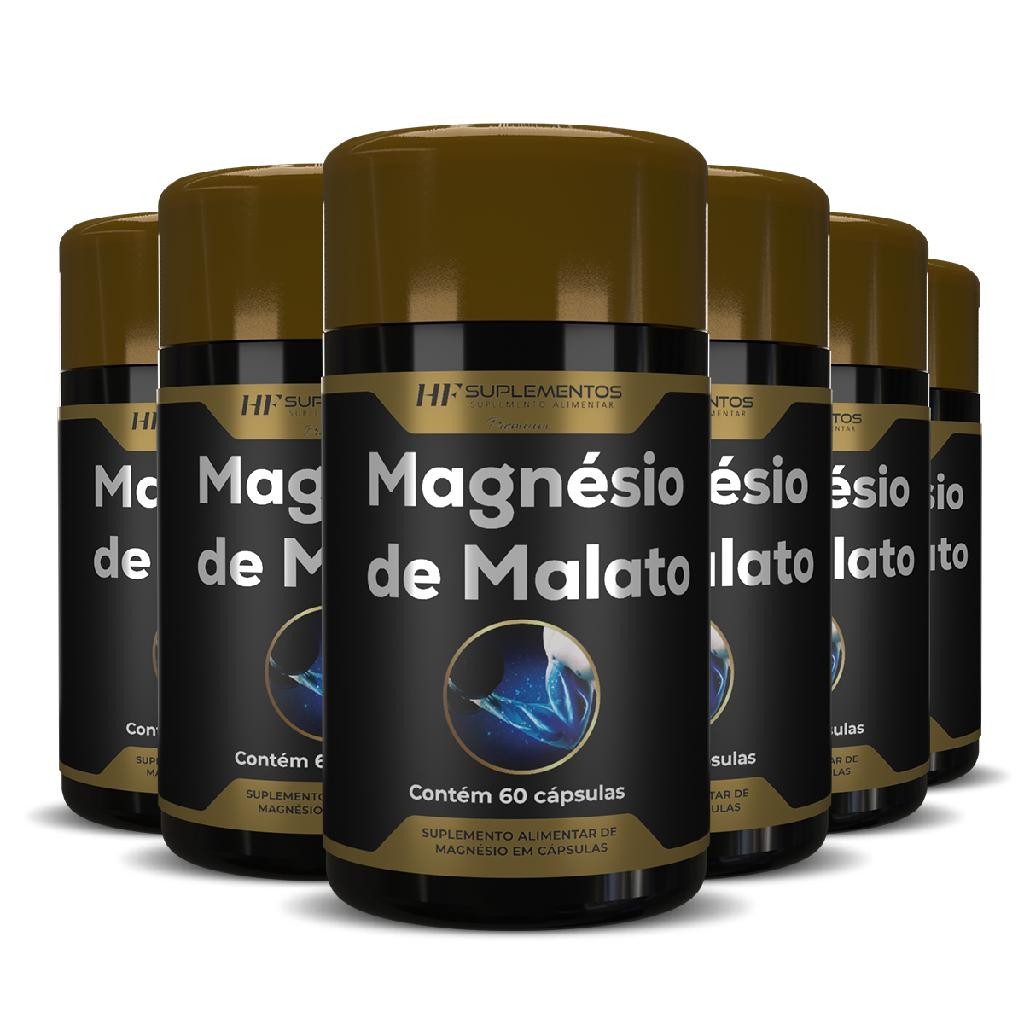 6x MAGNÉSIO DE MALATO PREMIUM 60 CAPS HF SUPLEMENTOS