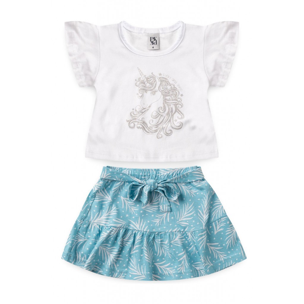 Conjunto Feminino Infantil Verão Lucky And Shine! Branco em Oferta na Shopee