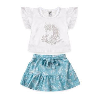Conjunto Feminino Infantil Verão Lucky And Shine! Branco em Oferta na Shopee