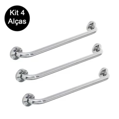 Kit 4 Alças Apoio Banheiro Inox Idoso Cadeirante Deficiente