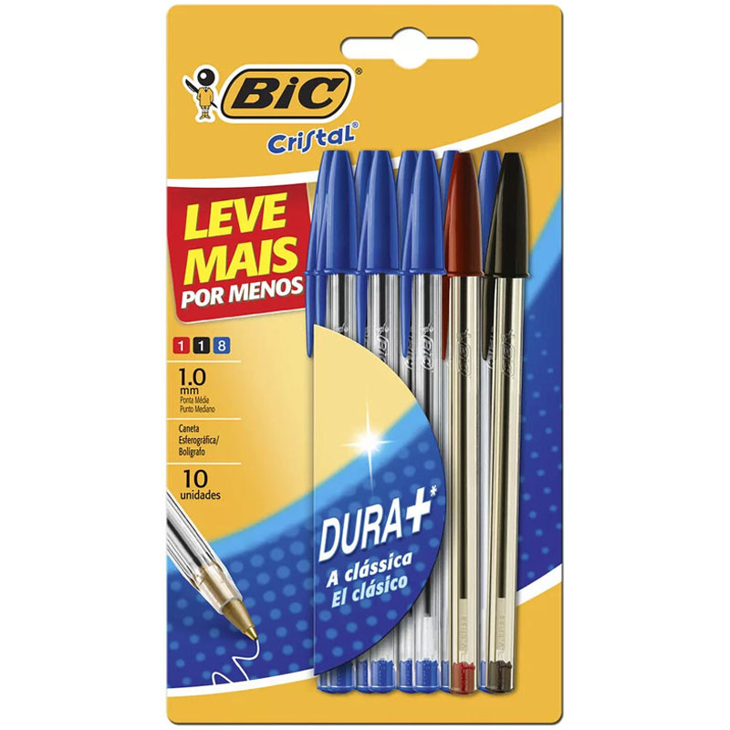 Caneta esferográfica Cristal 1.0 Cores Clássicas com 10 unidades Bic