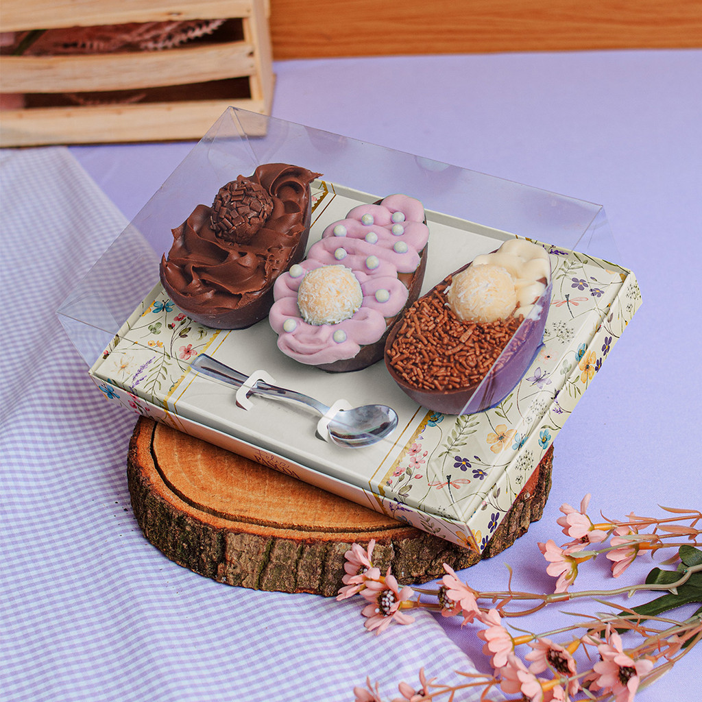 Caixa de Páscoa para 3  Ovos – Para ovos de até 100g- Basic- Spring- 10 Unid.