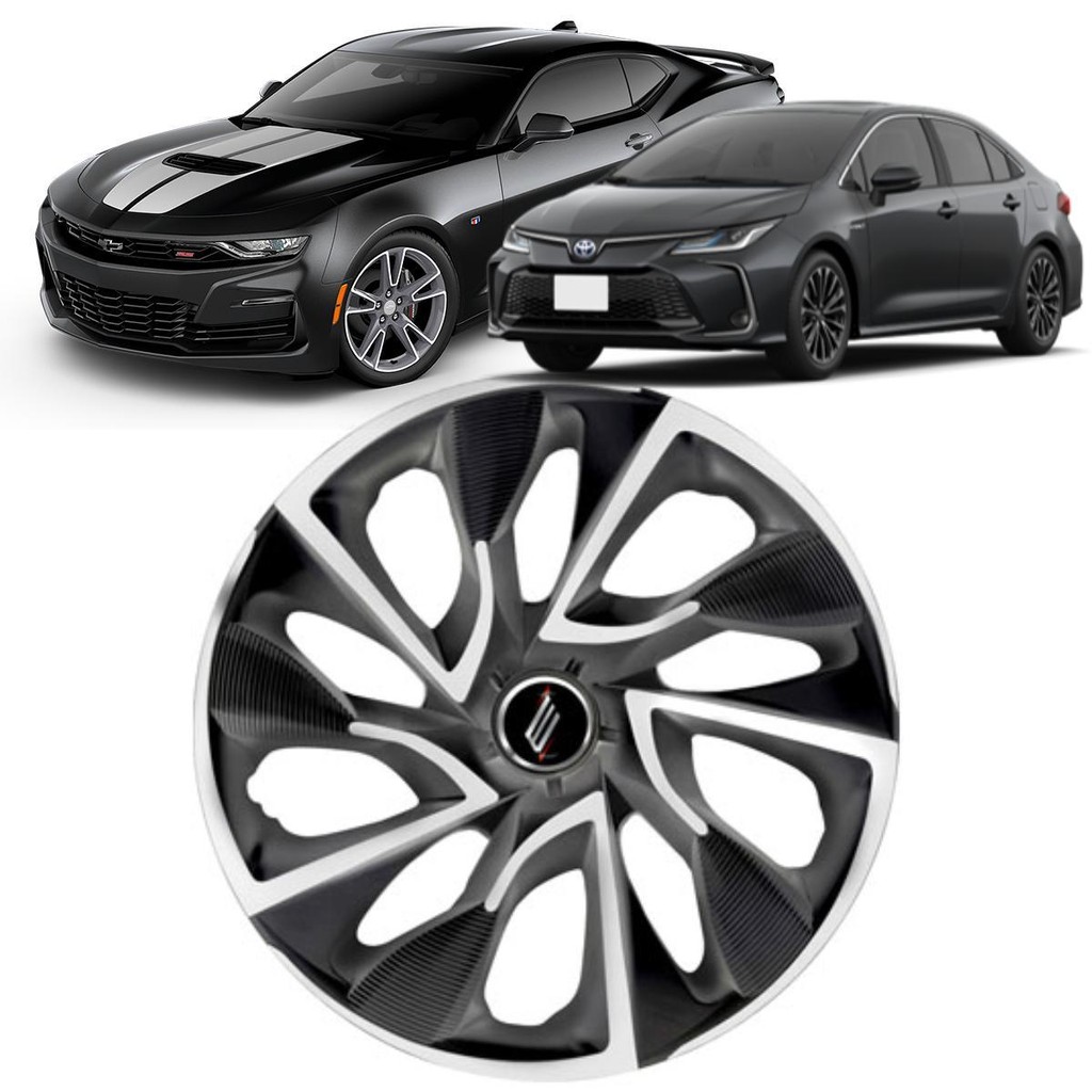 1 Calota Esportiva Modelo DS4 Aro 13 Polegadas Parafuso Preto com Prata Elitte