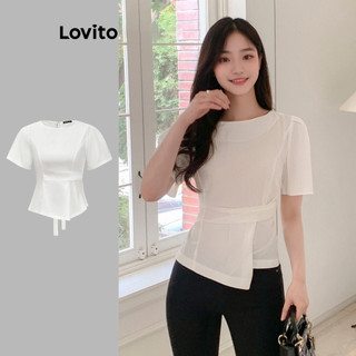 Lovito Blusa Elegante Lisa Pliced para Mulheres L108ED938 em Oferta na Shopee