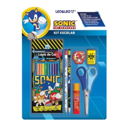 Kit 18 Peças Material Escolar Completo Infantil Sonic Léo&Léo