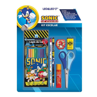 Kit 18 Peças Material Escolar Completo Infantil Sonic Léo&Léo em Oferta na Shopee