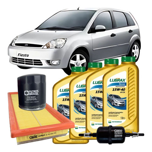 Kit Revisão Óleo e Filtros - Ford Fiesta 1.0 - 15W40 Lubrax em Oferta na Shopee