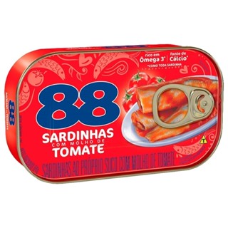 Sardinha 88 com Molho de Tomate 125g Embalagem com 50 Unidades em Oferta na Shopee