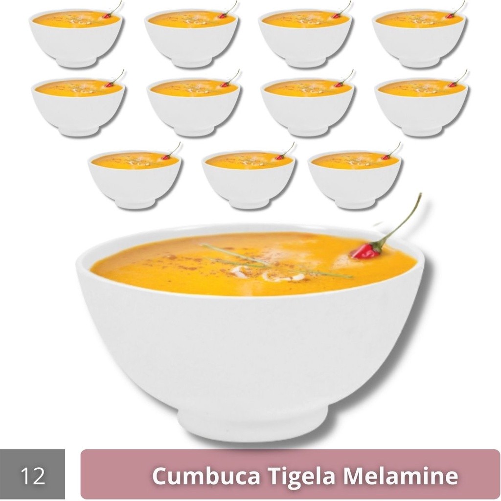 12 Tigelas Cumbuca Melamine Caldo Sopa Açaí Sorvete 400ml em Oferta na Shopee