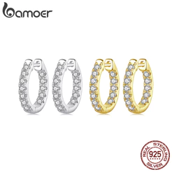 Brincos De Argola De Prata Esterlina 925 Bamoer Sparking Moissanite Joias Brilhantes Presentes Para Mulheres