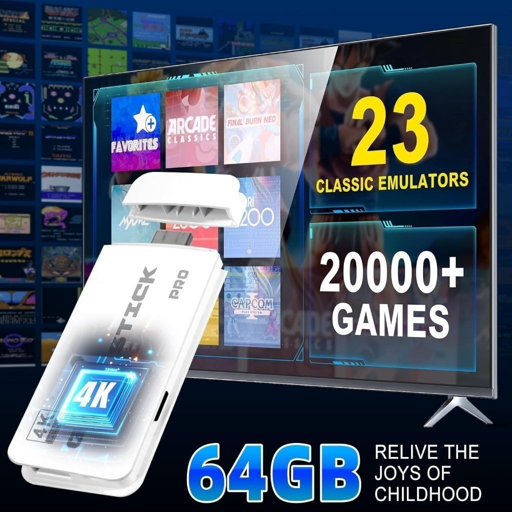 2025 NOVO Vídeo Game Stick M15 Pro 4k 64gb Hdmi Com 2 Controles Se Fio +20mil Jogos — imagem 2 de 2