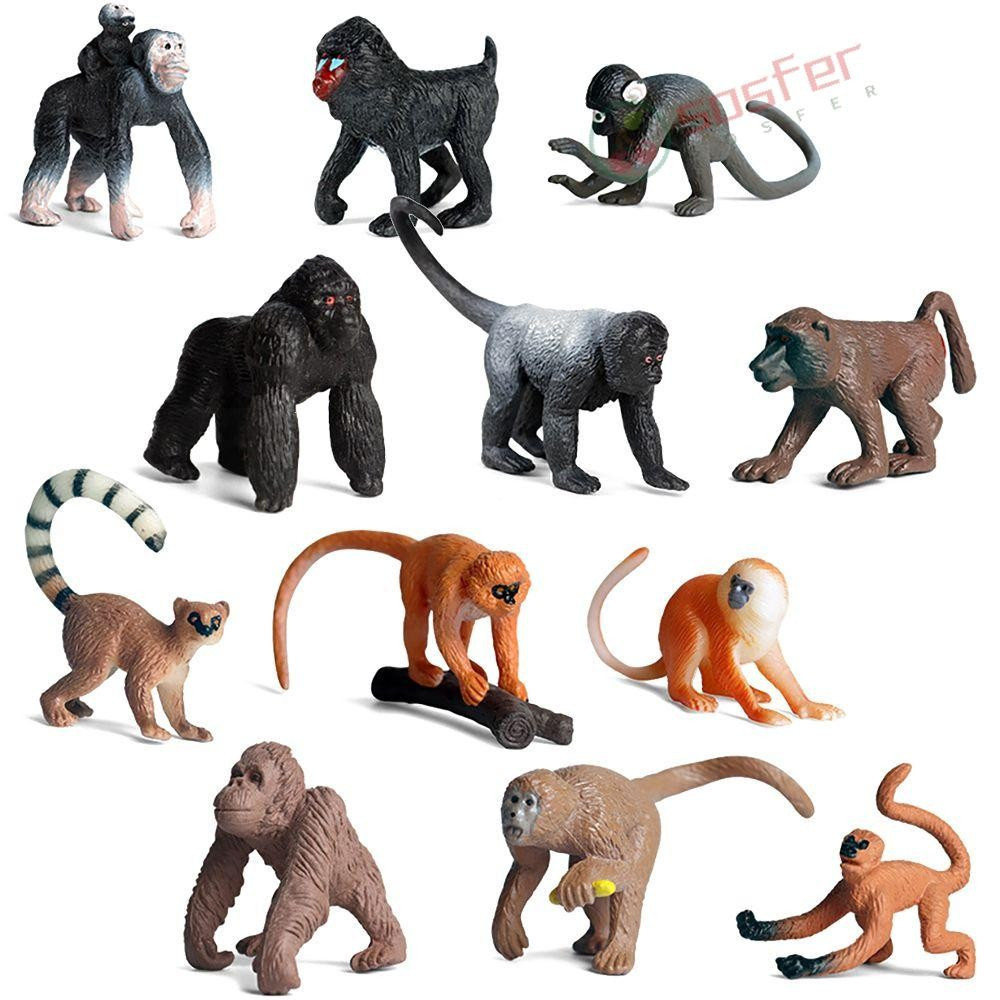 SOSFER 6 Pcs Macaco Realista Modelo Ciência Brinquedos Educativos Aprendizagem Precoce Simulação Filhotes Gibbon em Oferta na Shopee