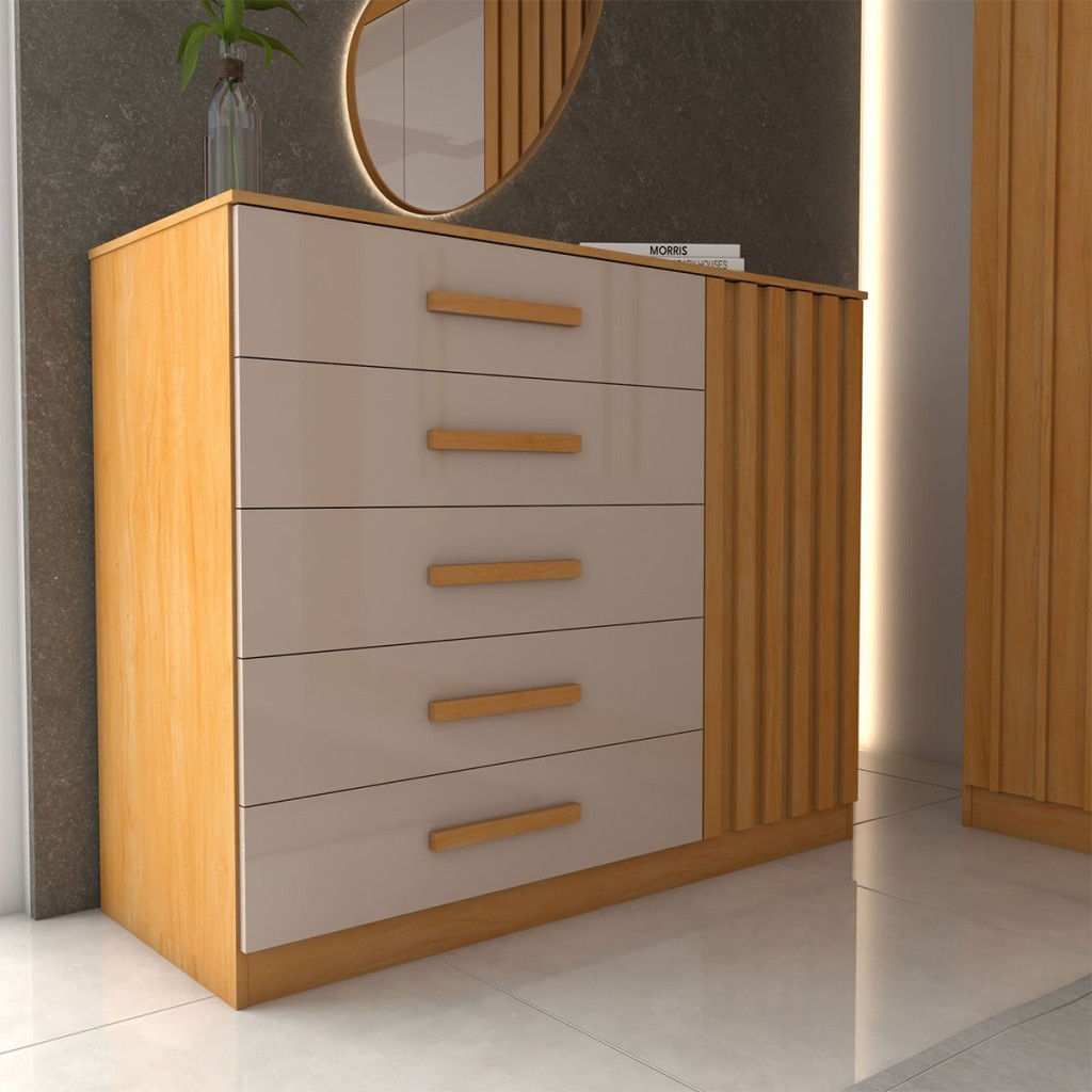 Cômoda Argo 1 Porta 5 Gavetas - Panorama Móveis em Oferta na Shopee