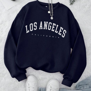 Moletom Feminino Gola Careca Flanelado Los Angeles em Oferta na Shopee