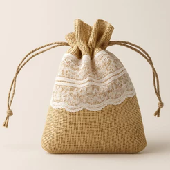 Saco de Juta Com Renda Para Lembrancinha - 9x12cm - 10 unidades - Rizzo