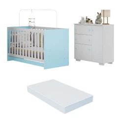 Quarto Infantil com Berço Colchão Incluso e Cômoda Algodão Doce Multimóveis MP4250
