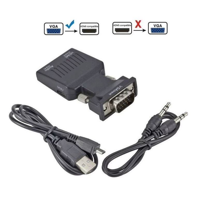 Conversor Adaptador Entrada Vga Macho PARA  Saída Hdmi Fêmea Áudio e vídeo