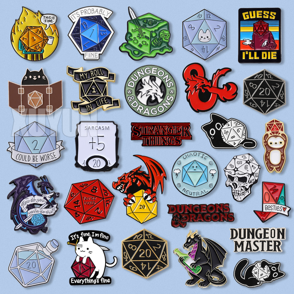 Jogo Masmorras E Dragões D20 Dados Broches De Metal RPG Gamer Roupas Esmalte Pinos Fãs Acessórios Decorativos Jóias Pres em Oferta na Shopee