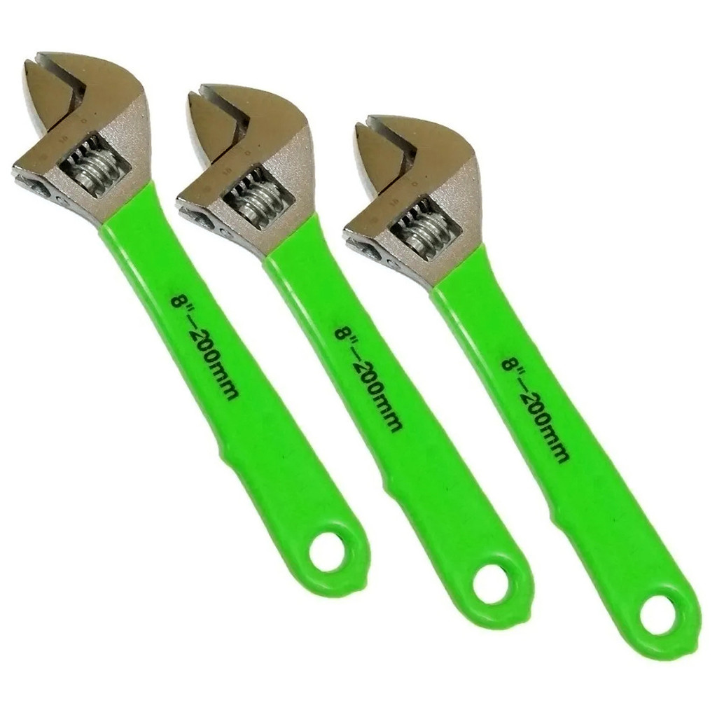 Kit Com 10 Chaves Inglesa Ajustável 8 Polegadas Boca 0-24mm Cr-v Cabo Emborrachado