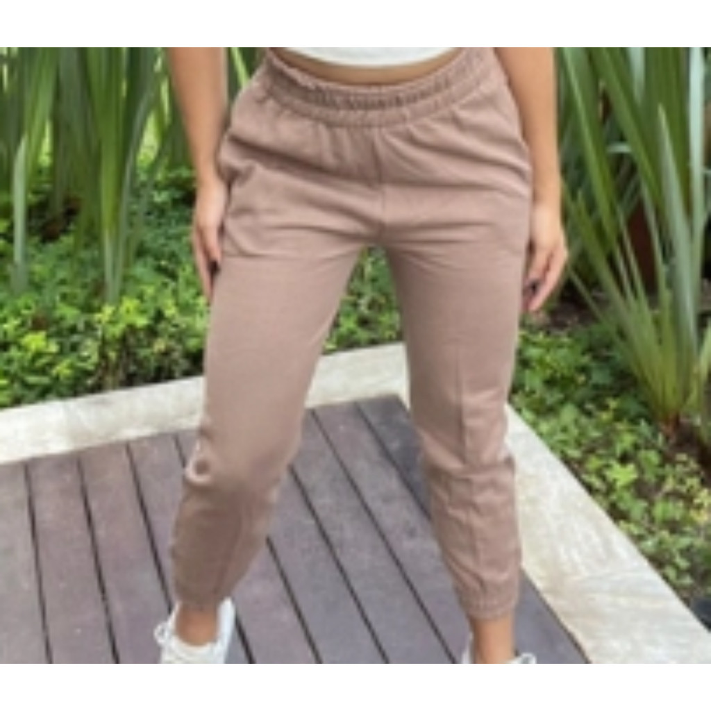 calça jogger feminina moleton flanelada cintura alta Tumblir