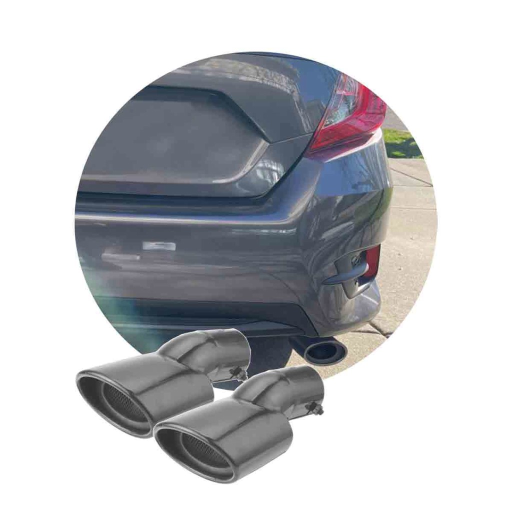 Acessorios Par Ponteira Aço Inox Preta Honda Civic Touring Turbo G10 2017 a 2024